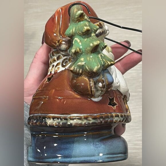 Ceramic Santa Tea Light Candle Lantern With Hanger Excellent Condition - Picture 6 of 10